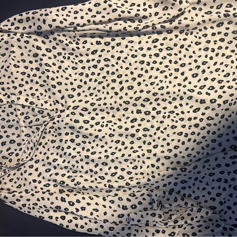 Lush Black and White Leopard Print Blouse